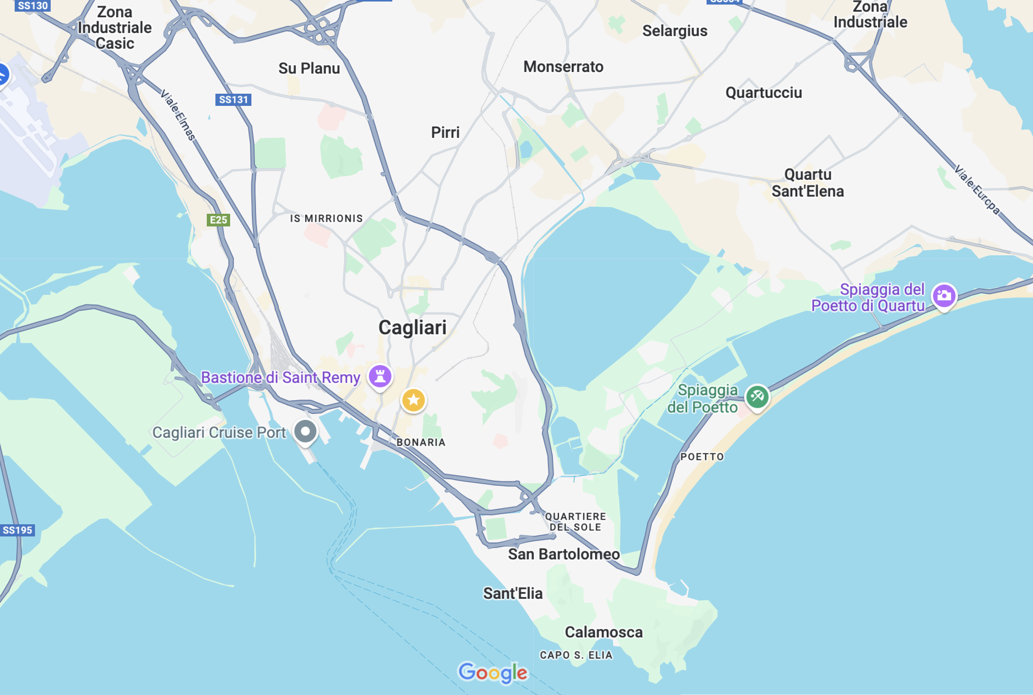 A map showing the location of the venue in Cagliari