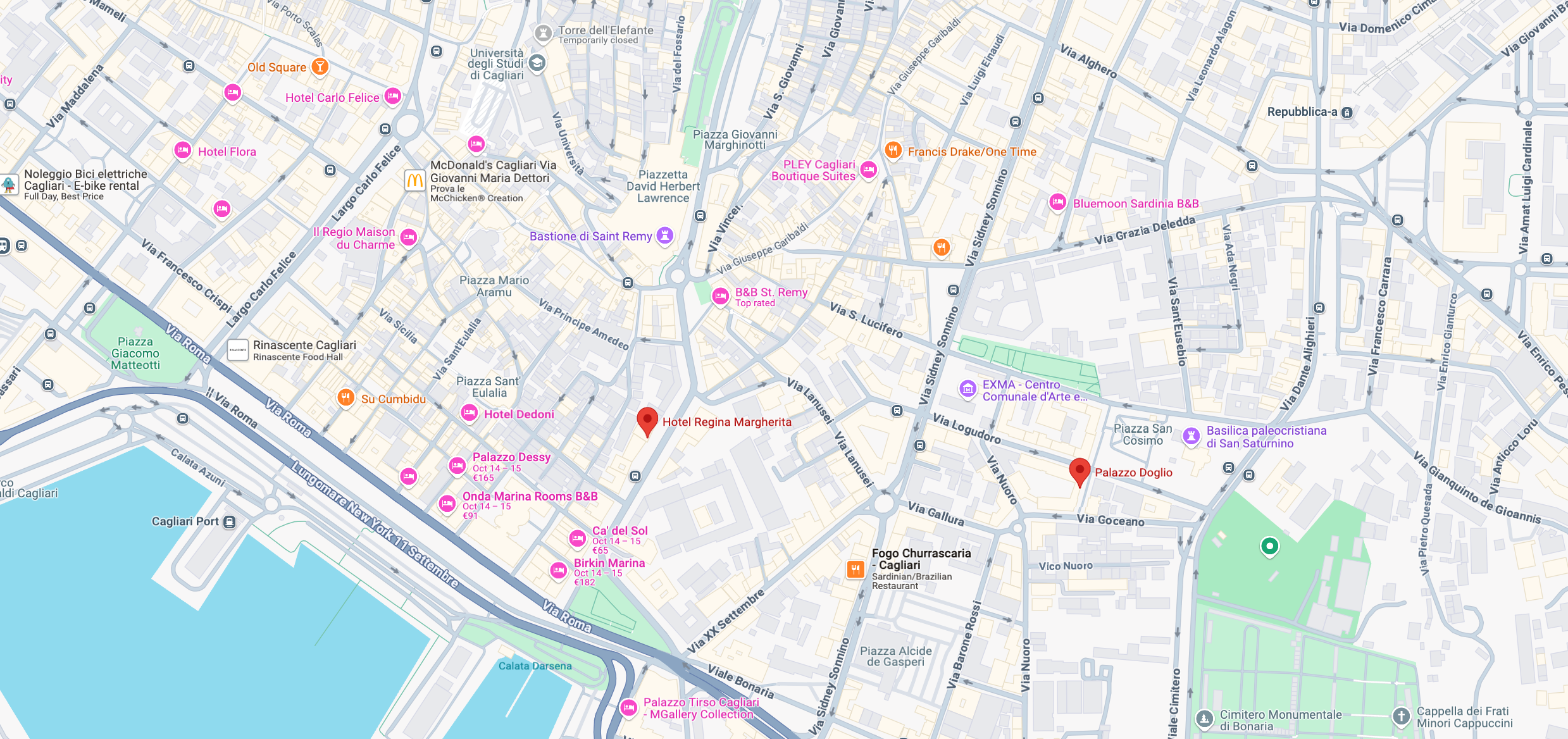 maps of the hotels offering special rates